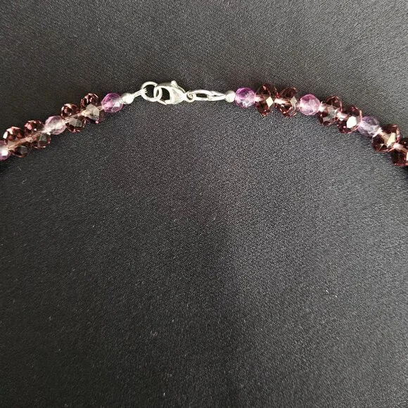 Hand Crafted Carved Amethyst Fluorite Necklace and Bracelet Ensemble - Picture 4 of 12